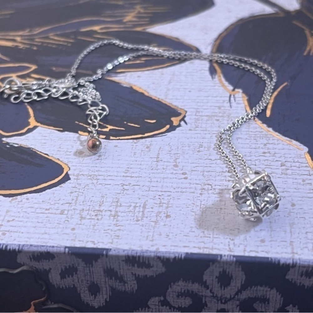 Vintage Avon Dainty Silver Tone Sparkling Rhinestone Charm Pendant Necklace